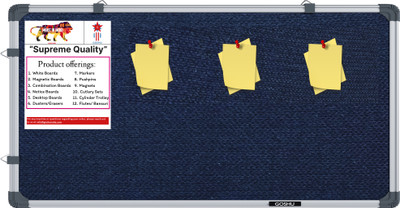 GOSHU 1x2 feet Notice Board / Pin Up Display Board for Office and Home Cork Bulletin Board(Blue, 30x60 cm)