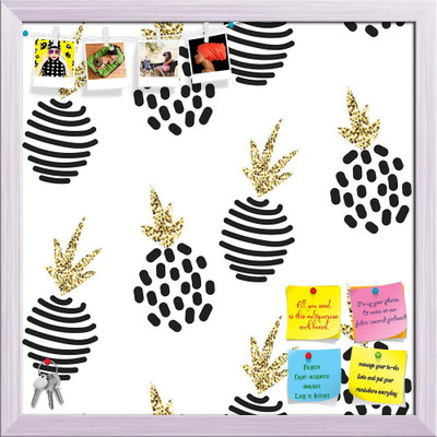 Artzfolio Abstract Minimalistic Pineapple Pattern Pinboard White Frame 24x24inch Cork Bulletin Board(Multicolor 24 x 24 inch (61 x 61 cms))