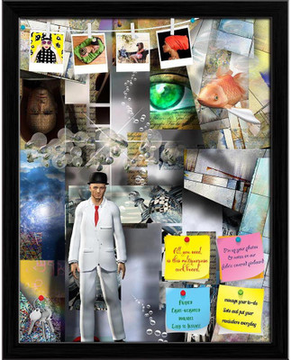 Artzfolio Multi Layered Symbolic Art Notice Pin Board Black Frame 16x20.4inch (41x52cms) Cork Bulletin Board(Multicolor 16 x 20.4 inch (41 x 52 cms))