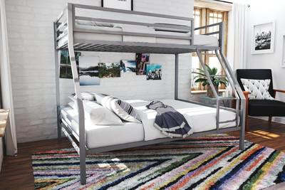 M S CREATION Bunk Bed Twin Over Twin Size with Ladder Grey. Metal Bunk Bed(Finish Color - Grey, DIY(Do-It-Yourself))