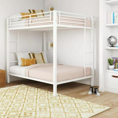 STEELWELL ®™|Sigma Twin Bunk Bed for Junior/Adult with Guard Rail, Space-Saving,Noise Free Metal Bunk Bed(Finish Color - White, DIY(Do-It-Yourself))
