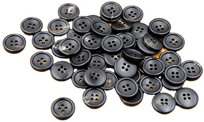 Kunfaya 30 Pcs 4 Holes Round Black Buttons for Shirt Clothing Sewing & Tailoring Plastic Buttons(Pack of 30)