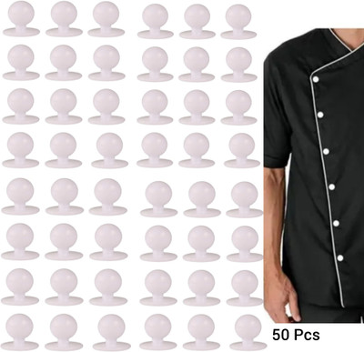 nts 50 Pieces Premium Quality Chef Coat Buttonsk Nylon, Plastic Buttons(Pack of 50)