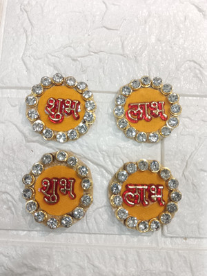 NuttsStore Handmade Embroidery Applique Work Decorative Crafting Saree Sew OM Butti Stone Buttons(Pack of 4)