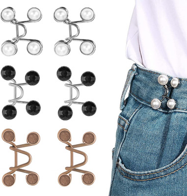 sannidhi 6 Pack Detachable Jeans Button Pins Instant Adjustable Waist Buckle Metal Buttons(Pack of 2)