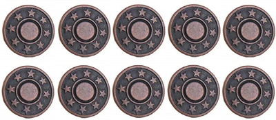 REENA 10 pc Set NO-SEW Metal Star Pattern Tack Snap Jeans Buttons Red Copper 17mm Metal Buttons(Pack of 10)