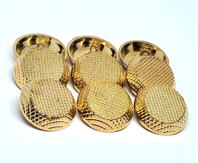 REENA Golden Bowl Shape 6pc Big Alloy Metal Buttons Sew on Buttons for Coats etc. Metal Buttons(Pack of 6)