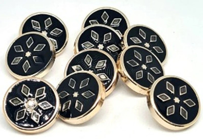 REENA Western Black Gold 69 Carving Designer Buttons 10 pc Synthetic Buttons Metal Buttons(Pack of 10)