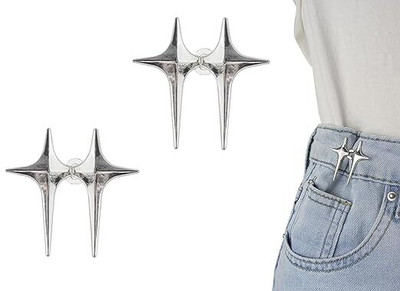 SHUBHPETAL Adjustable Star Button for Jeans Detachable Decorative Waist Buckles (2pcs) Metal Buttons(Pack of 2)