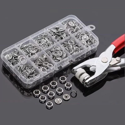 jsc 200pc Silver Thickened Snap Fasteners Kit Set Punch Plier Metal Buttons(Pack of 1)