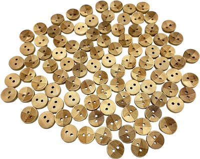 ushaworks Natural Wooden Button 2 Holes Round Buttons for Sewing, Craft and Embroidery Wooden Buttons(Pack of 50)