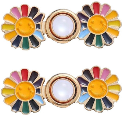 KGBTREADS rainbow flower jeans buttonpins pack of 2 Metal Buttons(Pack of 2)