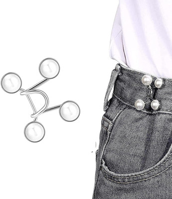 Cloudmall Jean Button Pins Adjustable Pearl Waist Buckle Extender Set White Round Metal Buttons(Pack of 1)