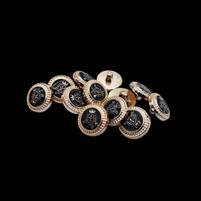 lookat Gold and Black Beautiful Round Fancy Synthetic Button for Coats Shirts Blazers Plastic Buttons(Pack of 12)