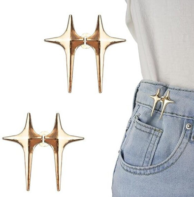 SHUBHPETAL Adjustable Star Button for Jeans Detachable Waist BucklesGold 2 Pic Metal Buttons(Pack of 2)