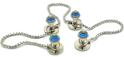 Epraiser Rhodium Silver Dome Shaped Luxury Swarovski Rainbow Color Diamond Brass Metal Buttons(Pack of 4)
