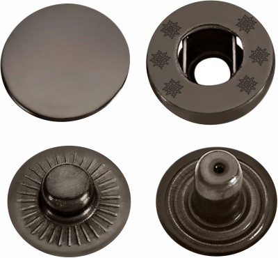 Jyoti Snap Button (100 Sets, VT - 5/12.5 mm of Brass in Black Nickel Finish) - 1 Pouch Brass Buttons(Pack of 100)