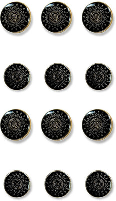 Spongy Metal Buttons for Coat & Suits (Black, Gold) 6pc Big (23mm) + 6pc (Small 18mm) Metal Buttons(Pack of 12) Spongy Metal Buttons for Coat & Suits (Black, Gold) 6pc Big (23mm) + 6pc (Small 18mm) Metal Buttons(Pack of 12)