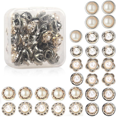 skyunion 30pcs Pearl Buttons Mini Fancy Brooch Buttons Pearls Buttons(Pack of 30)