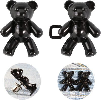 TREXEE 2 Pair Jeans Adjustable Cute Bear Metal Button Pins for Jeans Metal Buttons(Pack of 2)