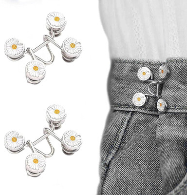 Cloudmall Jeans Adjustable Button pins Waist Buckle for Loose Jeans Pants Flower Metal Buttons(Pack of 2)