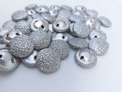 Swag Enterprises Silver Glitter Button 6pc Fabric Buttons(Pack of 2)