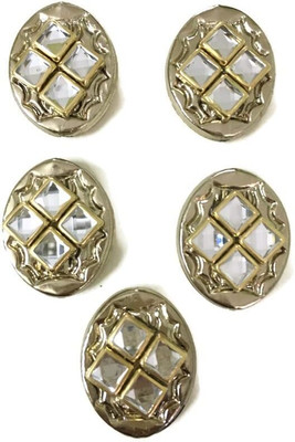 KALKA TRADERS Golden Kundan Stone Button for Kurtis / Kurtas / Clothes Women Girl Fabric-3 cm Metal Buttons(Pack of 10)