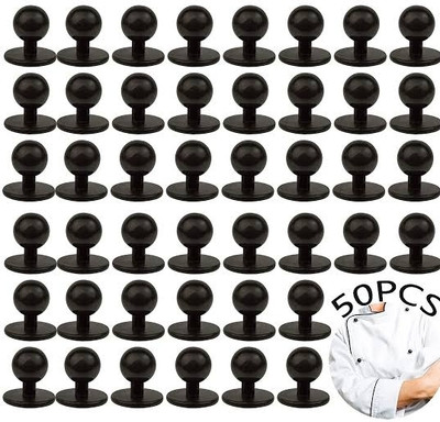 nts Matt Black Chef Coat Button(50 Pcs) Nylon Buttons(Pack of 50)