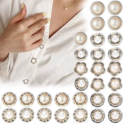 GELAI ENTERPRISE 30 Pcs Pearl Buttons,Cover Up Brooch Pins Mini Safety Shirt Buttons Pearls Buttons(Pack of 30)