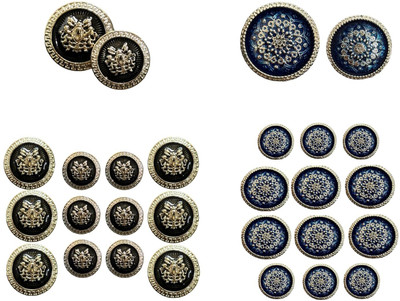 REENA Mens Coat Button Set Combo 2 Sets of 12 Pieces for Coat, Suits, Blazers etc.(9) Metal Buttons(Pack of 12)