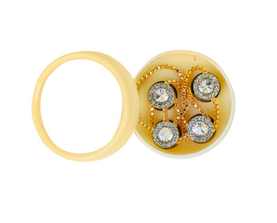 PGen Brass Buttons Gold Plated Rhodium Designer White Diamond Kurta Button for Men Brass Buttons(Pack of 4)