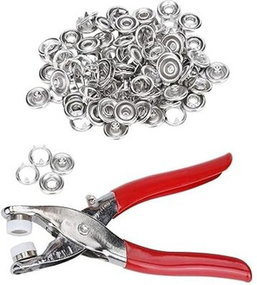 NEXIVA 100pc Silver Snap Fasteners Kit with Pliers – Metal Five-Claw Buttons Metal Buttons(Pack of 100)