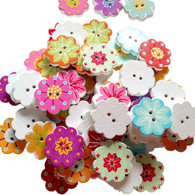 SYGA 50 Pieces Sunflower 2 Holes Wooden Buttons Sewing DIY Craft Scrapbooking Wooden Buttons(Pack of 50)