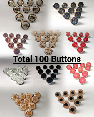 Buttongallery Multicolor Designer Buttons,10 Unique Designs for Kurta & More Acrylic Buttons(Pack of 100)
