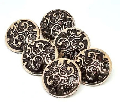 REENA Bronze Copper Shade Big Fancy Synthetic Resin PVC Material Button Designer Buttons for Coats Shirts Blazers (Carving Bronze Shade Big 6 pc) Wooden Buttons(Pack of 6)
