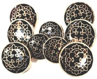 REENA Dark Maroon Taigun Golden 12pc Set (6 Big+6 Small) Metal Buttons Metal Buttons(Pack of 12)