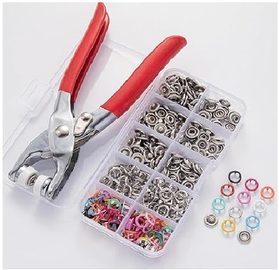 MOREL (100 pcs) Sewing Machine Tools Box Kit Press Stapler Set Metal Buttons(Pack of 100)