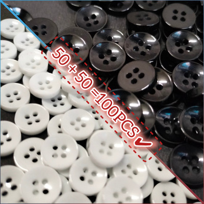 Buttoncorner 1 cm Plain White & Black Button for Shirts/Kurtas – Simple & Elegant Look Plastic Buttons(Pack of 100)