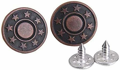 REENA Imported 10 pc Set NO-SEW Metal Star Pattern Tack Snap Jeans Buttons Red Copper 17mm Metal Buttons(Pack of 10)
