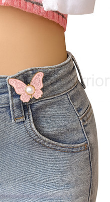 Washify Butterfly Jean Adjustable Pins Waist Tightener Clips Skirt Metal, Pearls Buttons Metal Buttons(Pack of 2)