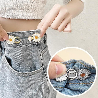 RAGOSASTORE Flower Pant Waist Tightener Adjustable Waist Buckle For Loose Jeans Button Pins Metal Buttons(Pack of 1)