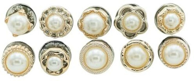 Verilux Ten Piece Pearl Modesty Button Set Anti Gap Press Pin Skirt Metal, Pearls Buttons(Pack of 10)