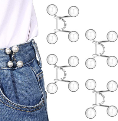 GDNK 4 set of Adjustable Jean Button Pins Waist Knots For Jeans tightener clip buckle Metal Buttons(Pack of 4)