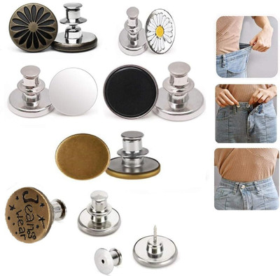 Wengonvila 5pcs Detachable Buttons for Jeans Loose Jean Button Pins Reusable Tightener Metal Buttons(Pack of 5)