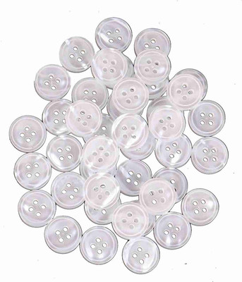 Elco 4-Hole 10 mm Polyester Round Buttons For Men/ Women Shirt (100 pcs) (White) Polyester Buttons(Pack of 100)