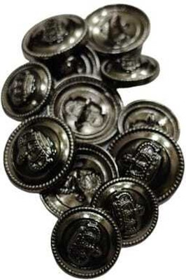 TILAK CHAND Laminated Geometric Shape Black Metal Button for Coat Blazer Suit, Sherwani Metal Buttons(Pack of 12)
