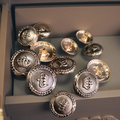 Buttoncorner Royal Crown Logo( Gold Tone ) Buttons for Coats, Blazers & Sherwanis Metal Buttons(Pack of 12)