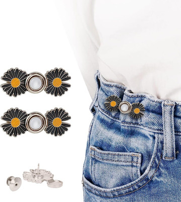 RAIYARAJ Pant Waist Tightener Instant Jean Buttons for Loose Jeans Pants Clips 2 Pieces Metal Buttons(Pack of 2)