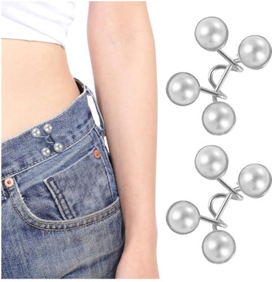 GDNK 2 set of Adjustable Jean Button Pins Waist Knots For Jeans tightener clip buckle Metal Buttons(Pack of 2)