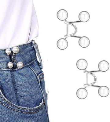 Wengonvila Jean Button Pins Adjustable Pearl Waist Buckle Extender Set Metal Buttons(Pack of 4)